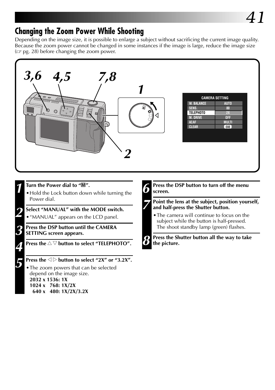 Changing the zoom power while shooting | JVC GC-QX3 User Manual | Page 41 / 96