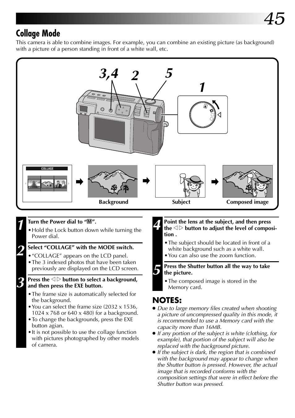 Collage mode | JVC GC-QX3 User Manual | Page 45 / 96