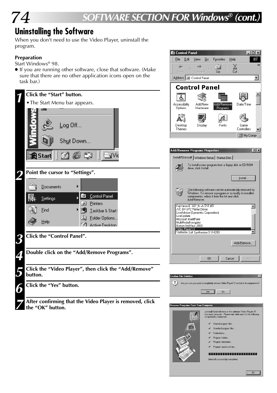 Cont.) | JVC GC-QX3 User Manual | Page 74 / 96