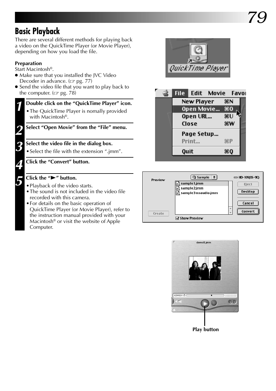 Basic playback | JVC GC-QX3 User Manual | Page 79 / 96