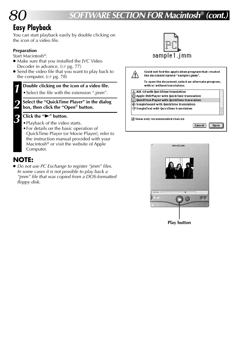 Cont.), Easy playback | JVC GC-QX3 User Manual | Page 80 / 96