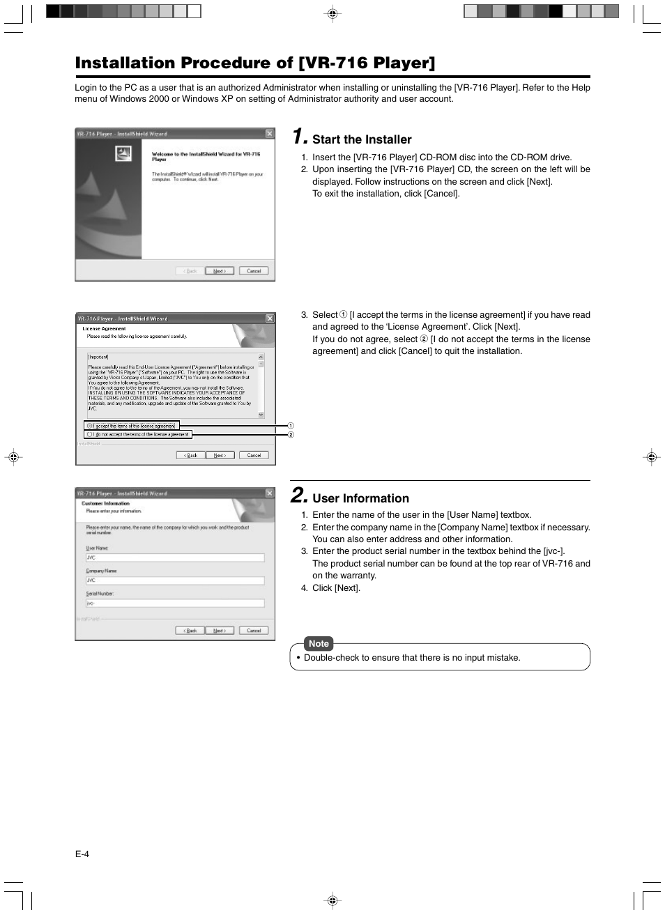 Installation procedure of [vr-716 player | JVC VR-716 User Manual | Page 4 / 22