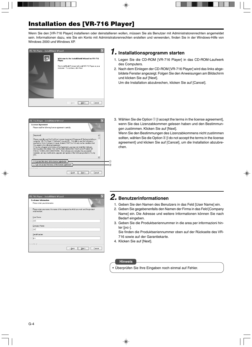 Installation des [vr-716 player | JVC VR-716 User Manual | Page 8 / 22