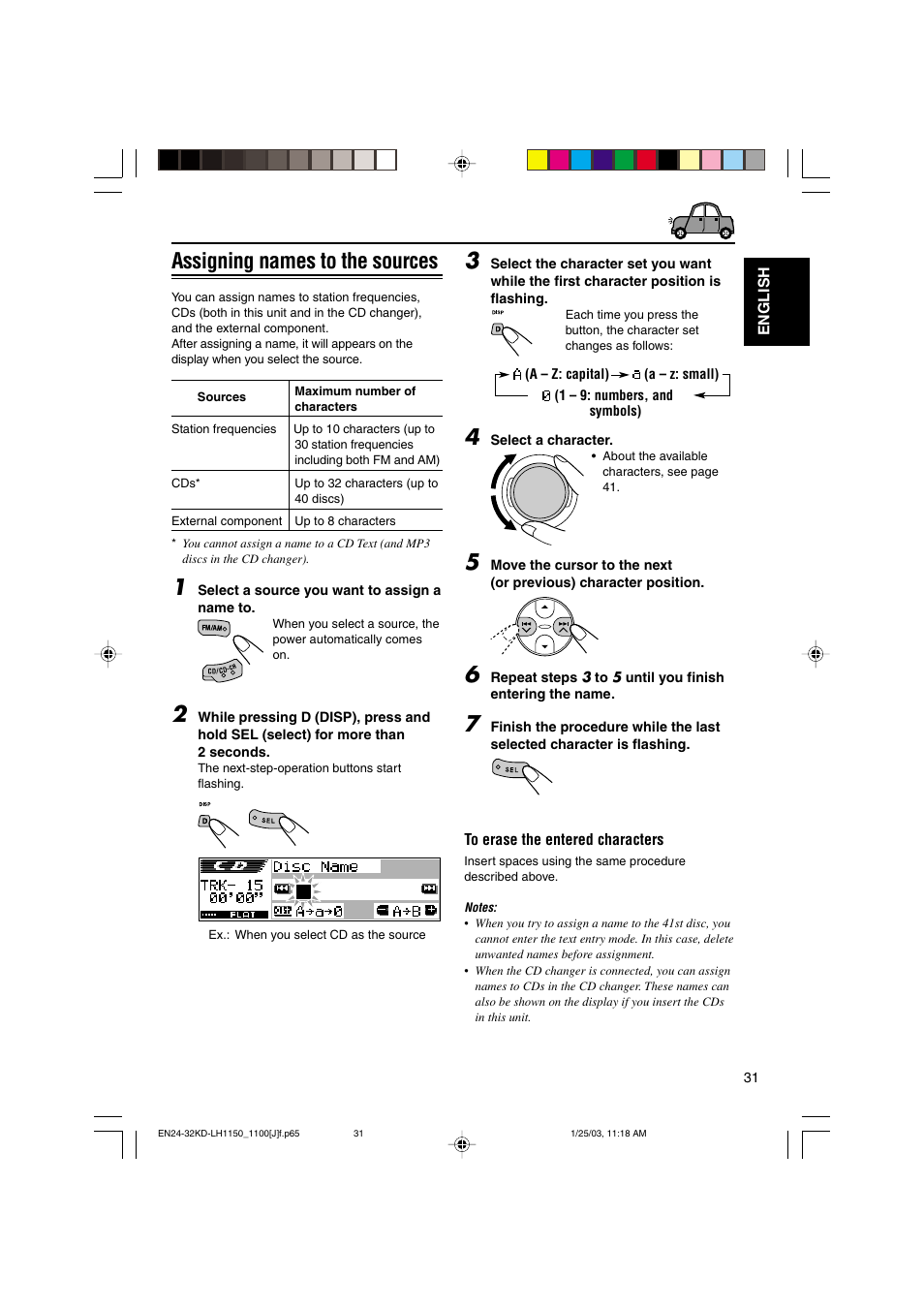 Assigning names to the sources | JVC KD-LH1150 User Manual | Page 31 / 50