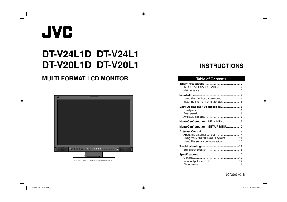 JVC DT-V24L1 User Manual | 20 pages