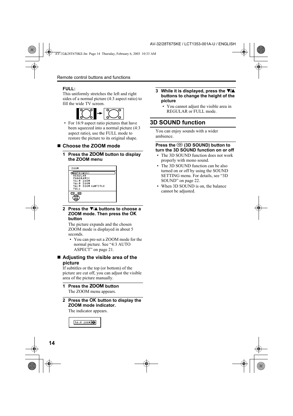 3d sound function | JVC AV-32R370KE User Manual | Page 101 / 126