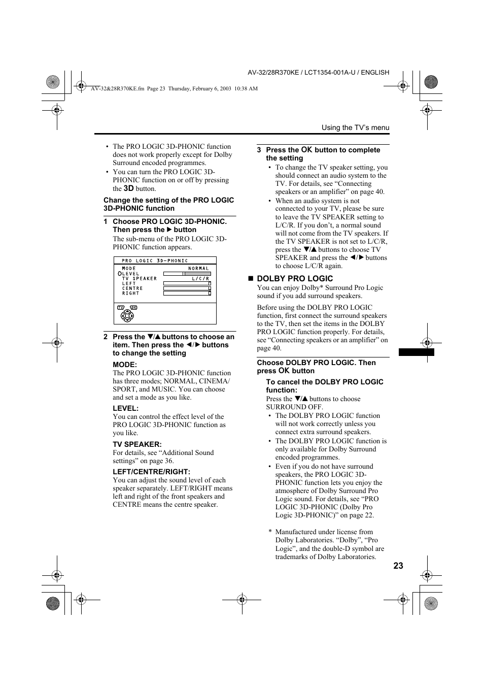 JVC AV-32R370KE User Manual | Page 23 / 126