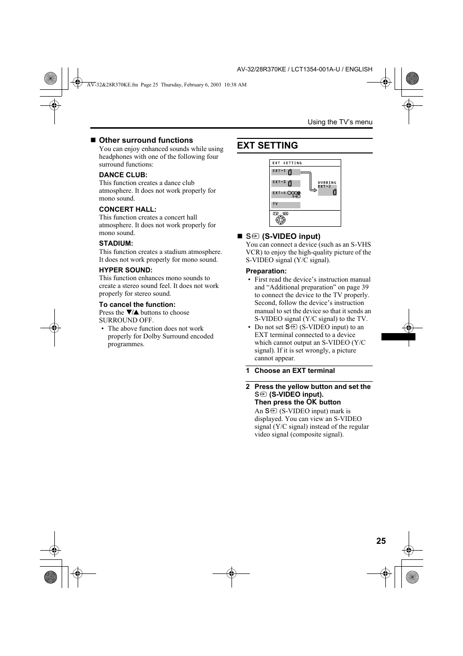Ext setting | JVC AV-32R370KE User Manual | Page 25 / 126