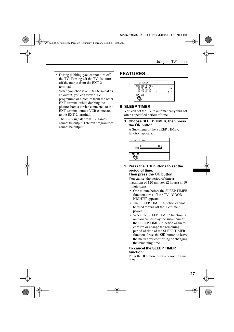Features | JVC AV-32R370KE User Manual | Page 27 / 126