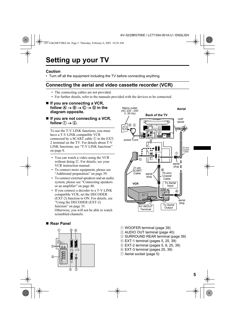 Setting up your tv | JVC AV-32R370KE User Manual | Page 5 / 126