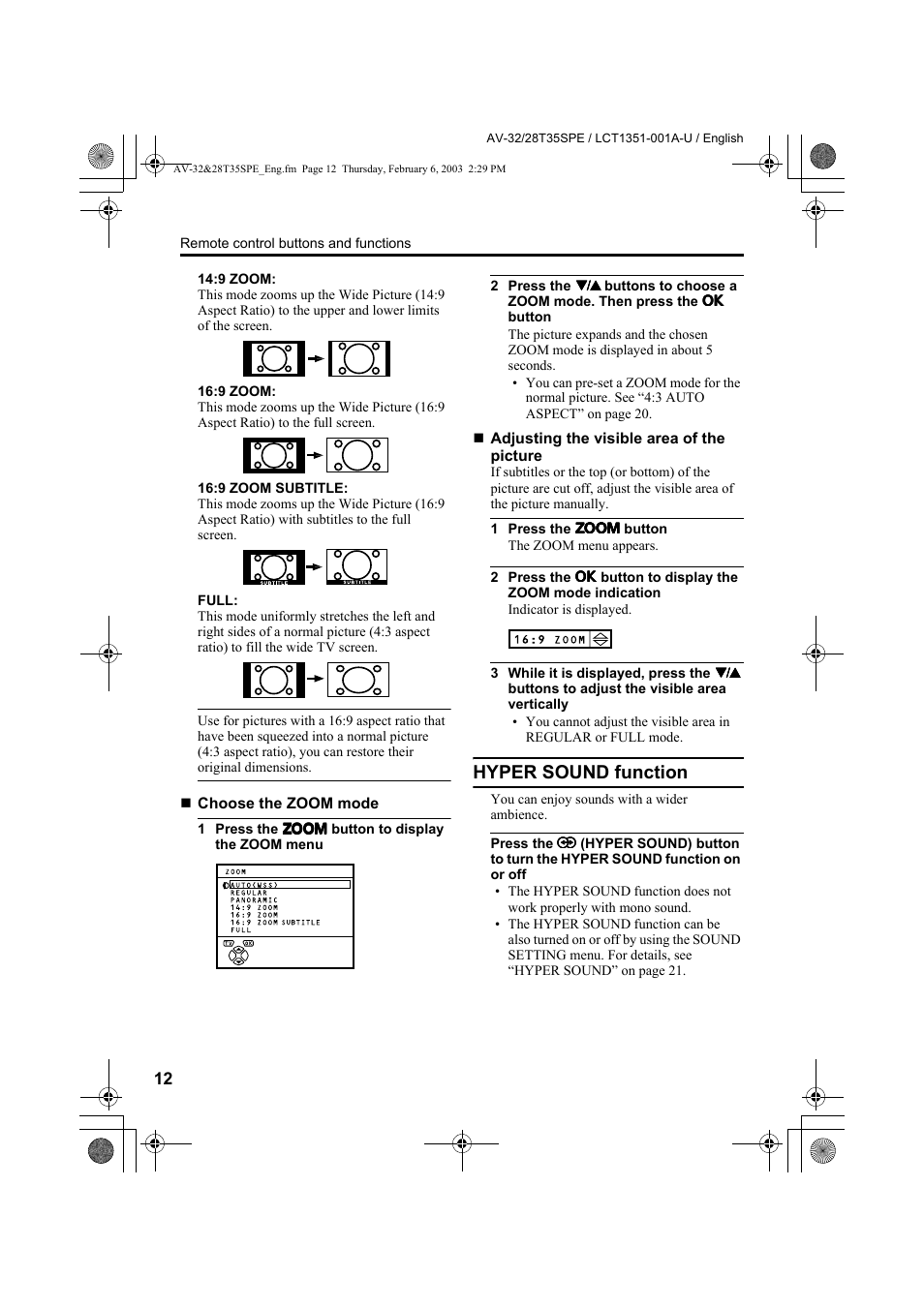 Hyper sound function | JVC AV-32R370KE User Manual | Page 57 / 126