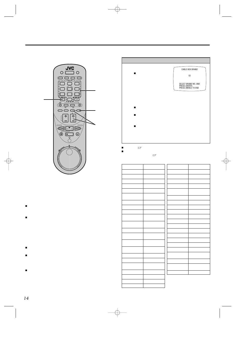 Setting up your vcr (cont'd), Set cable box brand | JVC HR-IP820U User Manual | Page 14 / 80