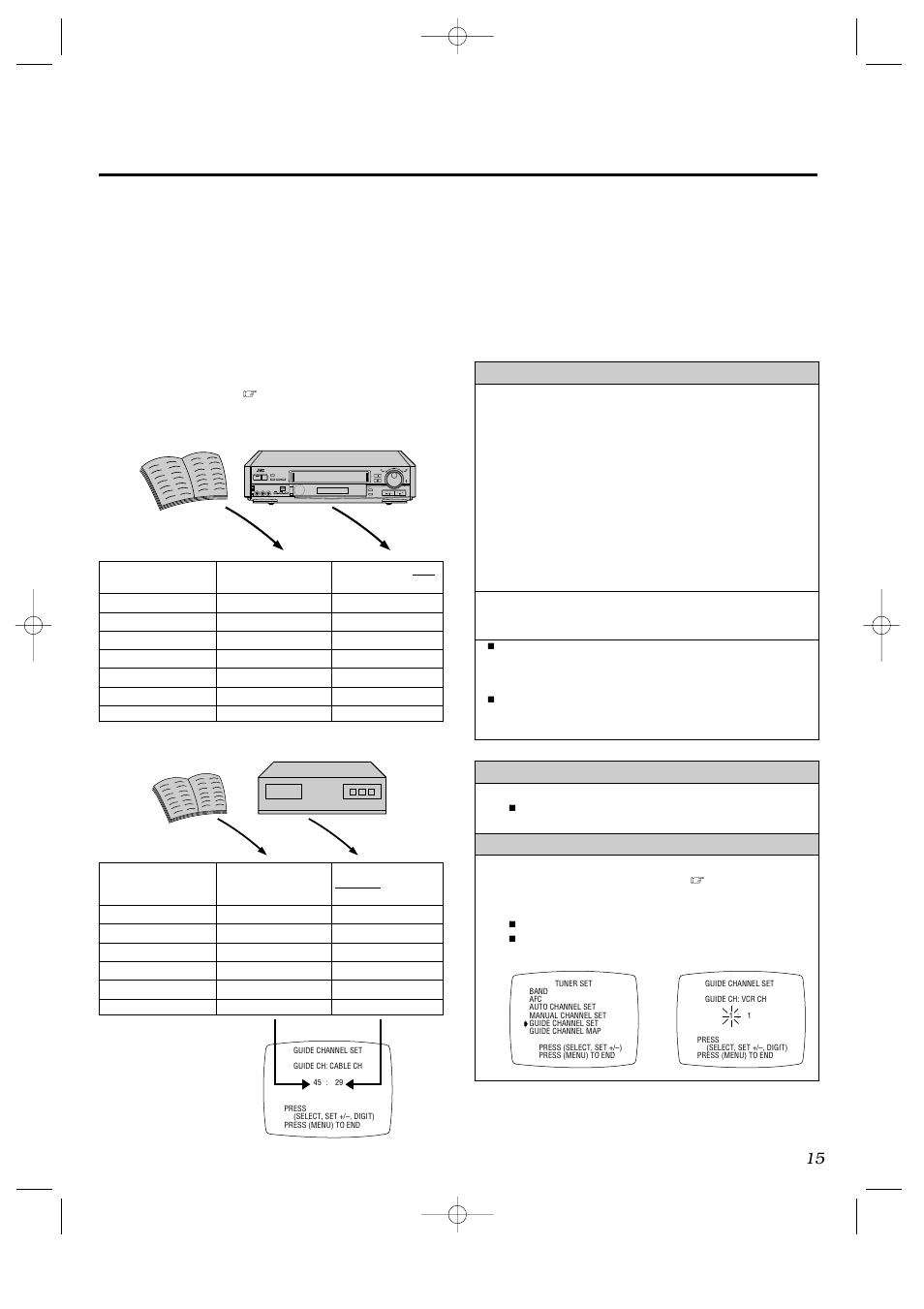 Setting up the vcr plus+ feature, Compare channel numbers, Turn on the vcr | Access the on-screen menu | JVC HR-IP820U User Manual | Page 15 / 80