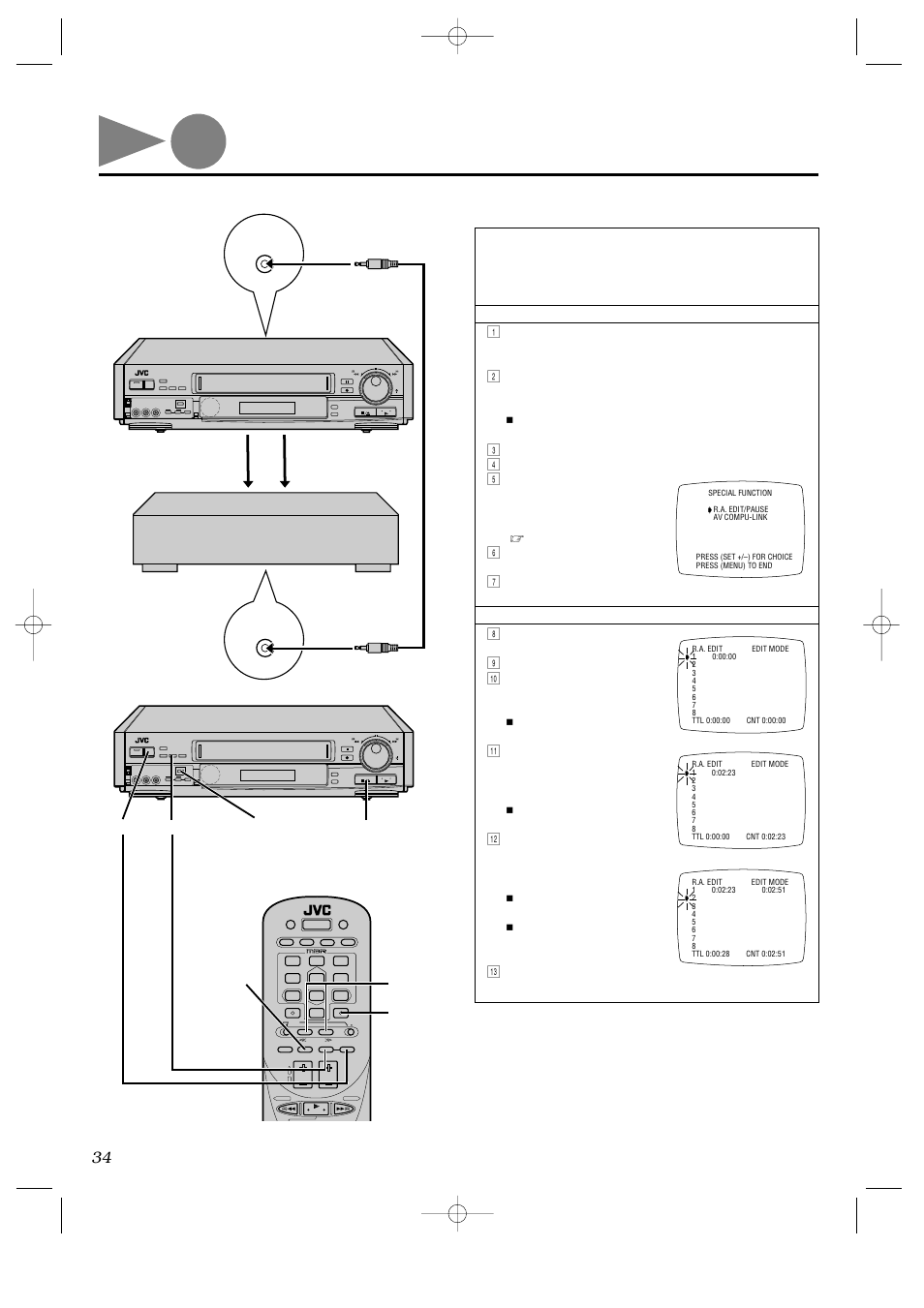 Editing (cont'd), Random assemble editing | JVC HR-IP820U User Manual | Page 34 / 80