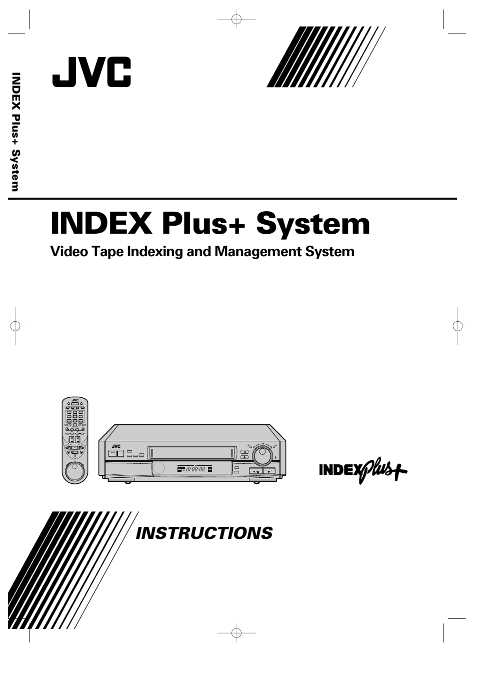 Hr-ip820u, Instructions, Video tape indexing and management system | Index plus+ system, R e c, Pause, Tv/video display info timer weekly, Daily(m–f) aux osd cable tv vcr search, Jog/shuttle rev fwd | JVC HR-IP820U User Manual | Page 45 / 80