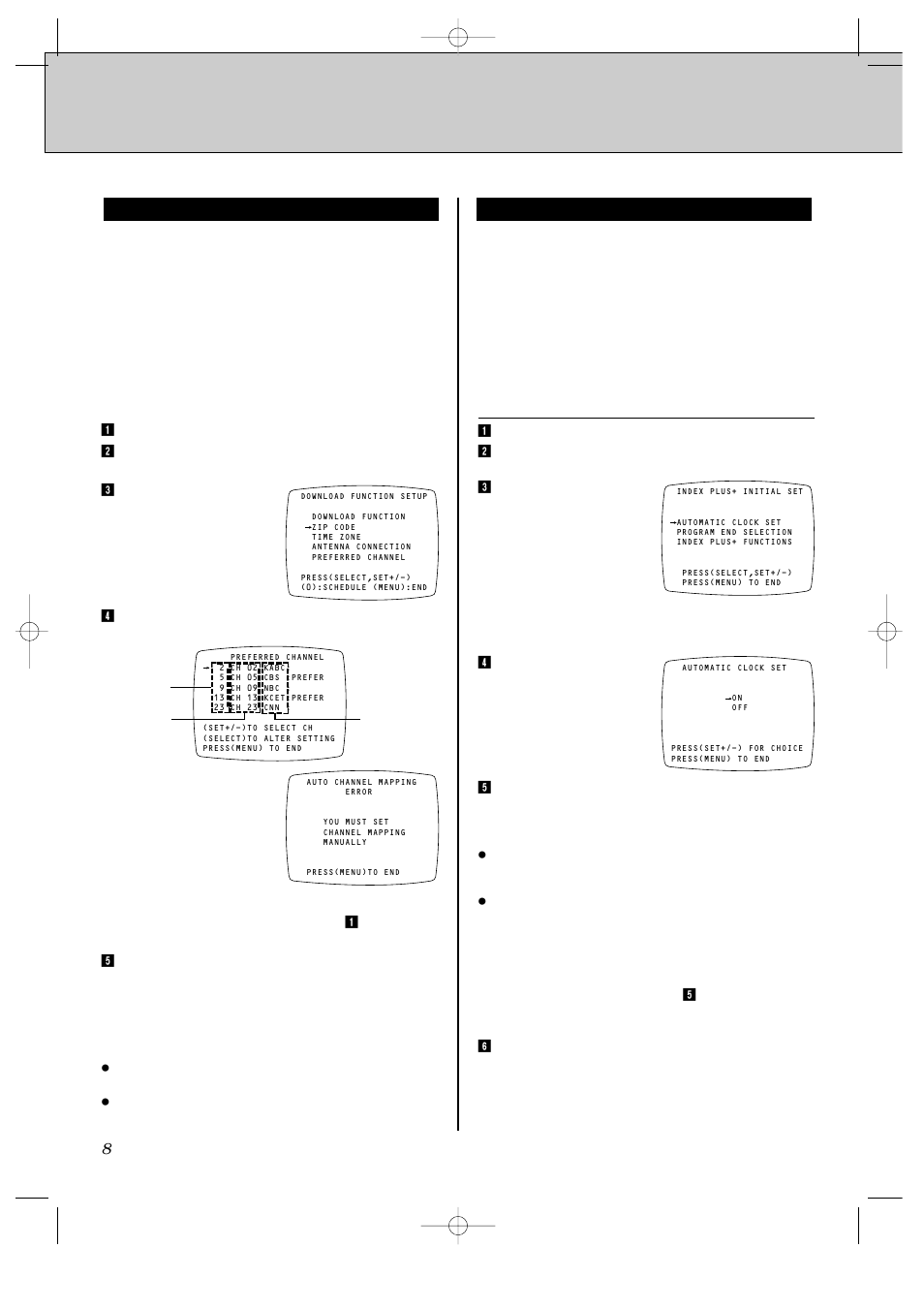 Preparing to use index plus, Cont'd), Index plus+ initial settings | Preferred channel selection | JVC HR-IP820U User Manual | Page 52 / 80