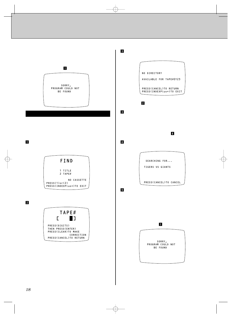 Finding a program, Cont'd), Find | Tape, Tape number search | JVC HR-IP820U User Manual | Page 62 / 80