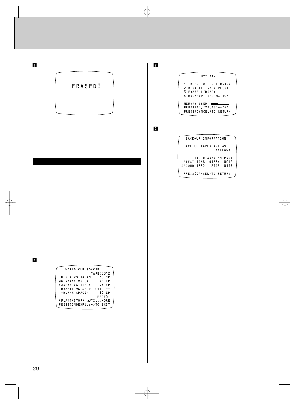 Other convenient functions, Cont'd), Erased | Confirming status of back-up | JVC HR-IP820U User Manual | Page 74 / 80