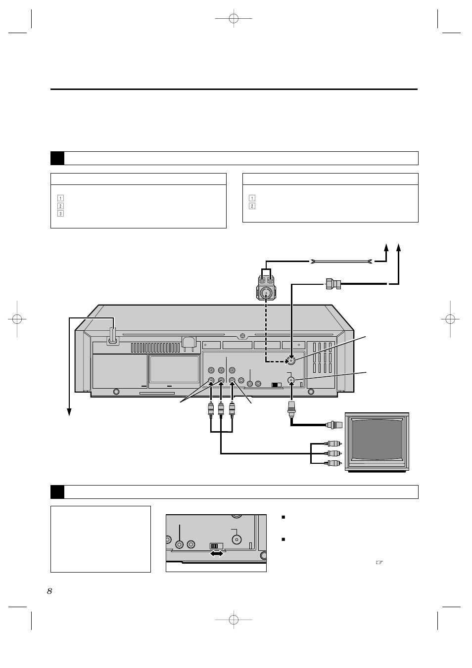 Setting up your vcr, Making the right connections, Recorder-to-tv connection | Select vcr channel ( 3 or 4), Rf connection, Av connection | JVC HR-IP820U User Manual | Page 8 / 80