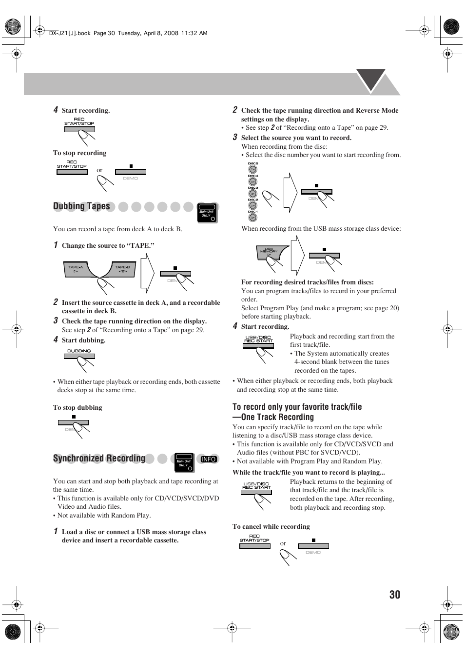 Dubbing tapes, Synchronized recording | JVC CA-DXJ11 User Manual | Page 139 / 160