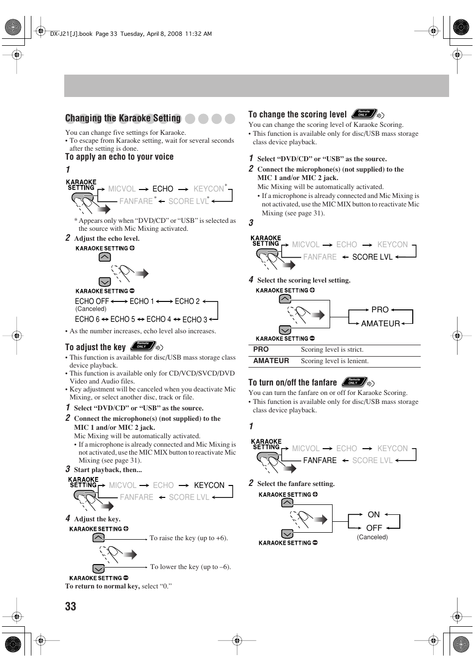 Changing the karaoke setting | JVC CA-DXJ11 User Manual | Page 142 / 160