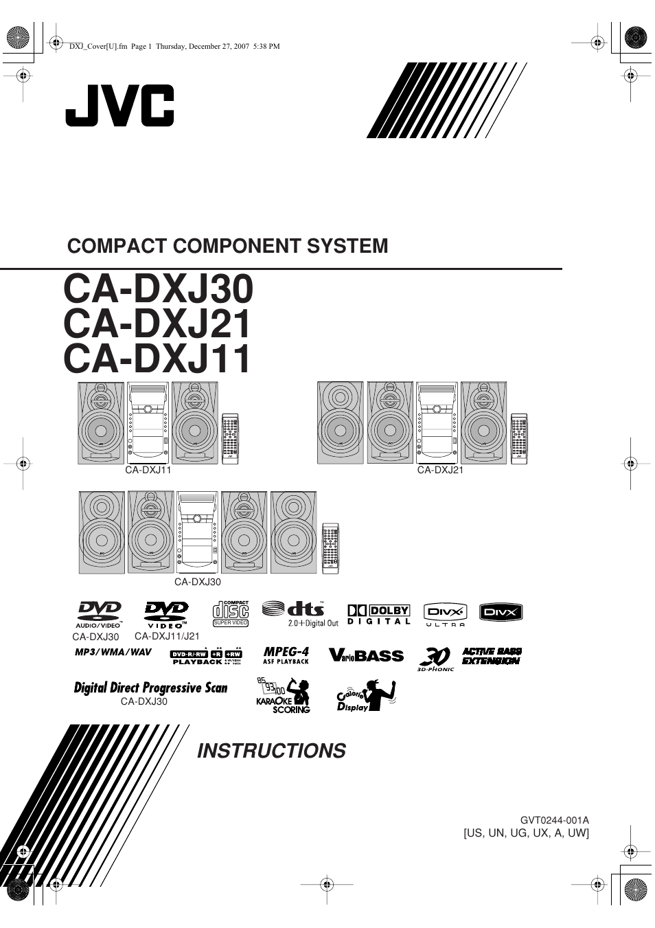 Dx-j21/dx-j11 us,un,ug,ux,a,uw, Instructions, Compact component system instructions | JVC CA-DXJ11 User Manual | Page 53 / 160