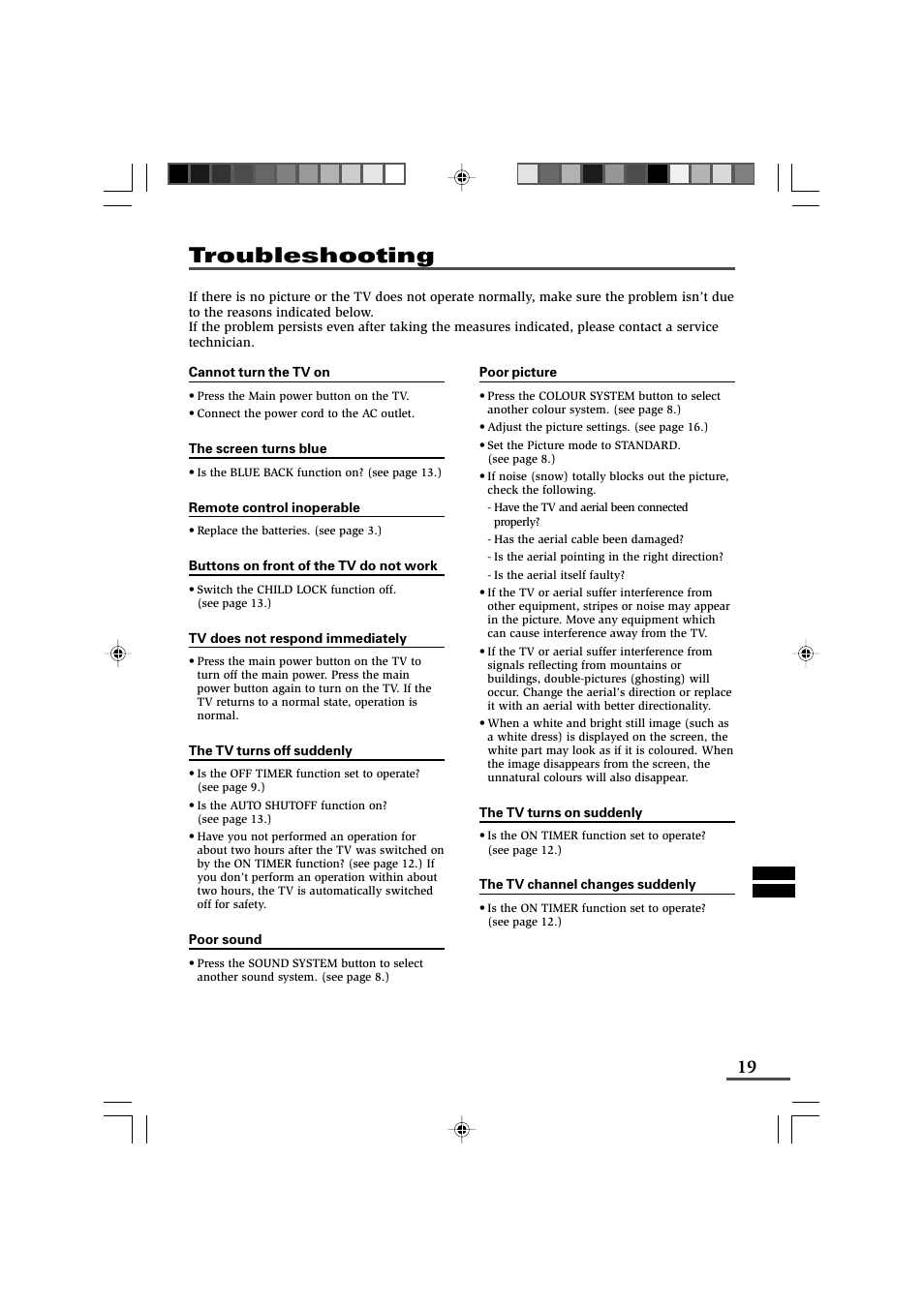 Troubleshooting | JVC AV-14F43 User Manual | Page 19 / 20