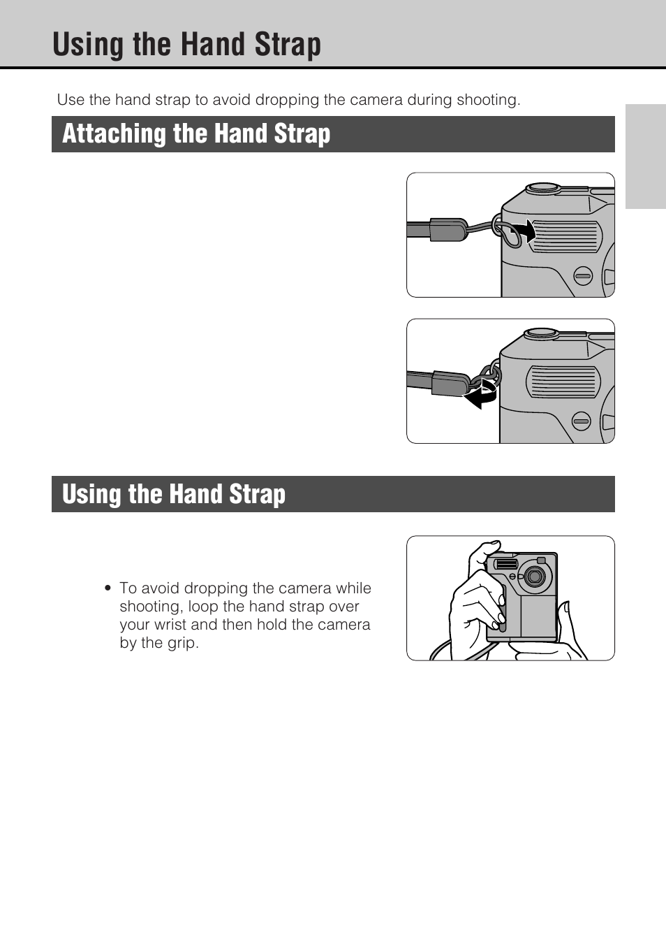 Using the hand strap | JVC GC-S5 User Manual | Page 11 / 100