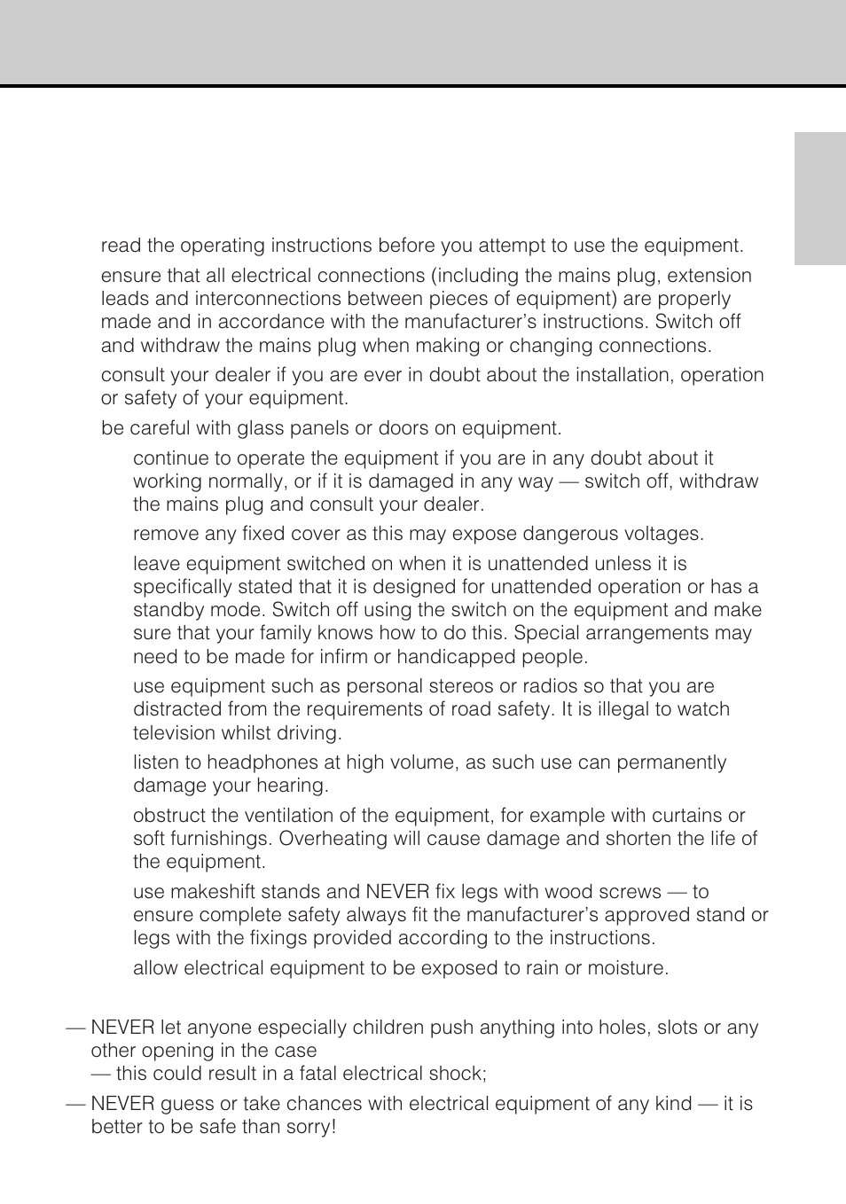 3some do’s and don’ts on the safe use of equipment | JVC GC-S5 User Manual | Page 3 / 100