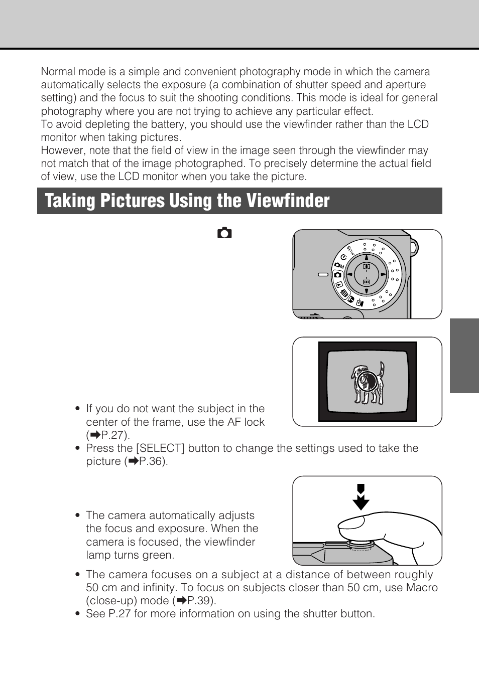 Taking pictures using the viewfinder | JVC GC-S5 User Manual | Page 31 / 100