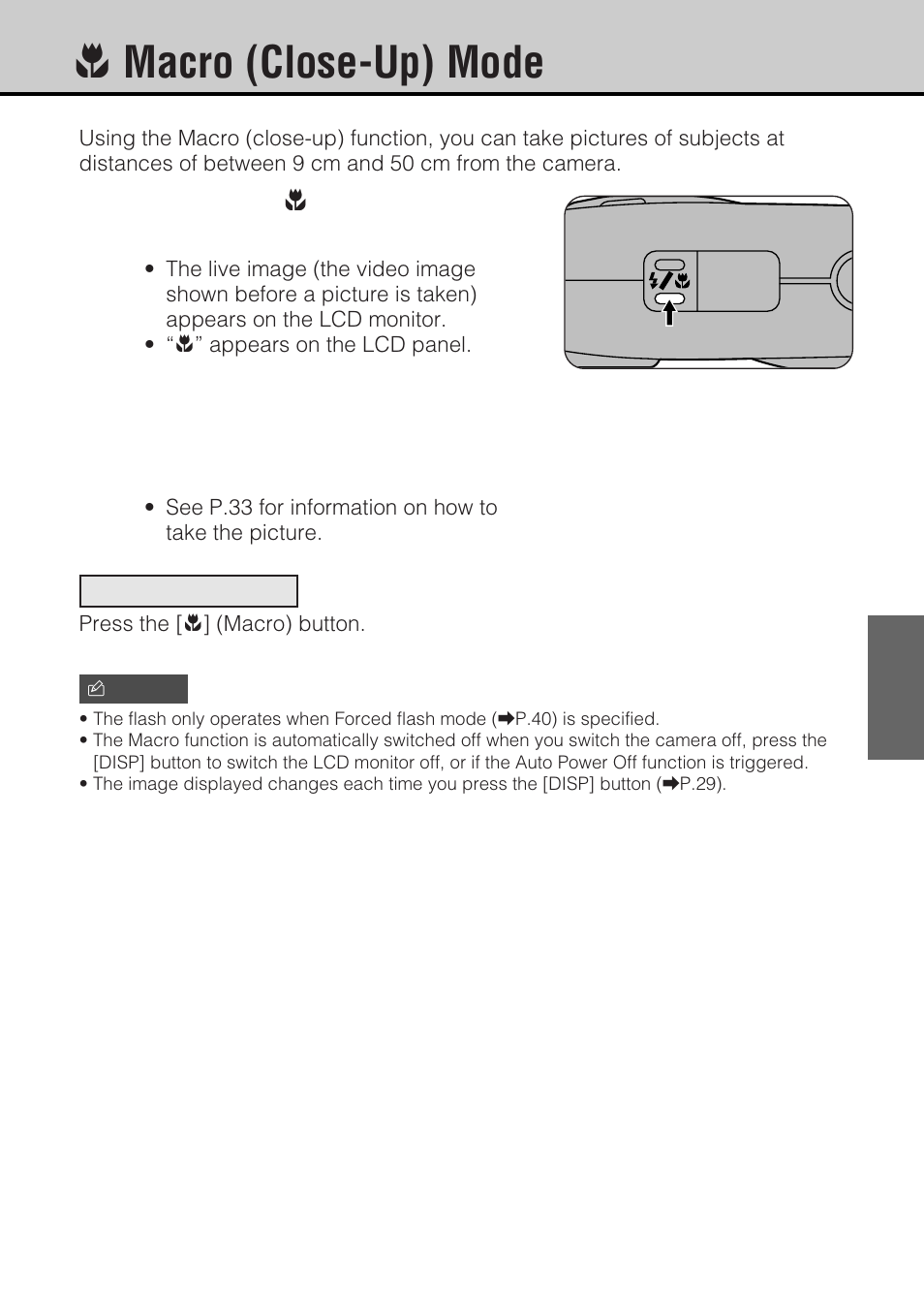 Mmacro (close-up) mode | JVC GC-S5 User Manual | Page 39 / 100