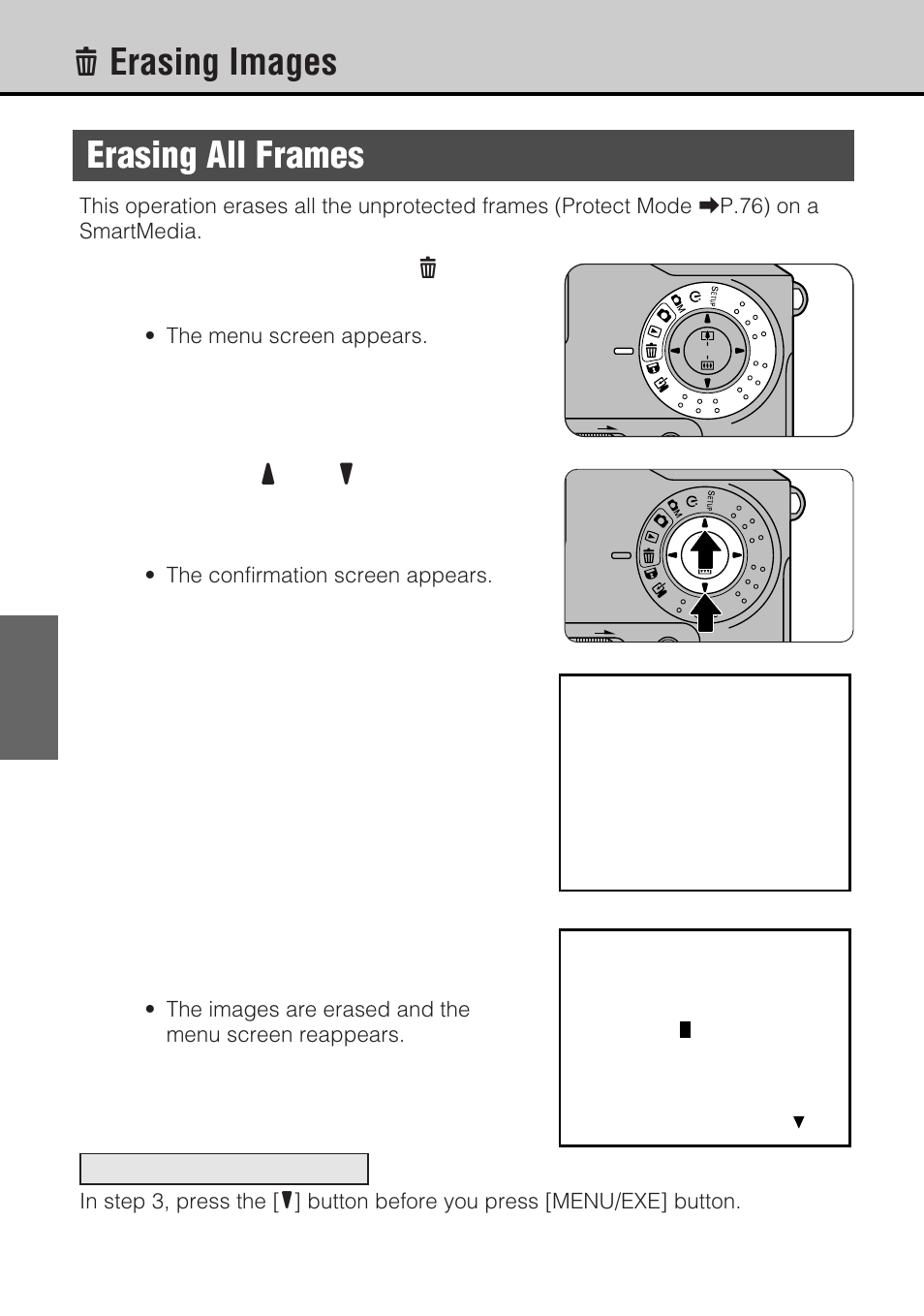 Eerasing images erasing all frames | JVC GC-S5 User Manual | Page 58 / 100