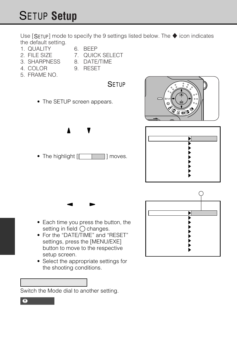 Dsetup | JVC GC-S5 User Manual | Page 60 / 100