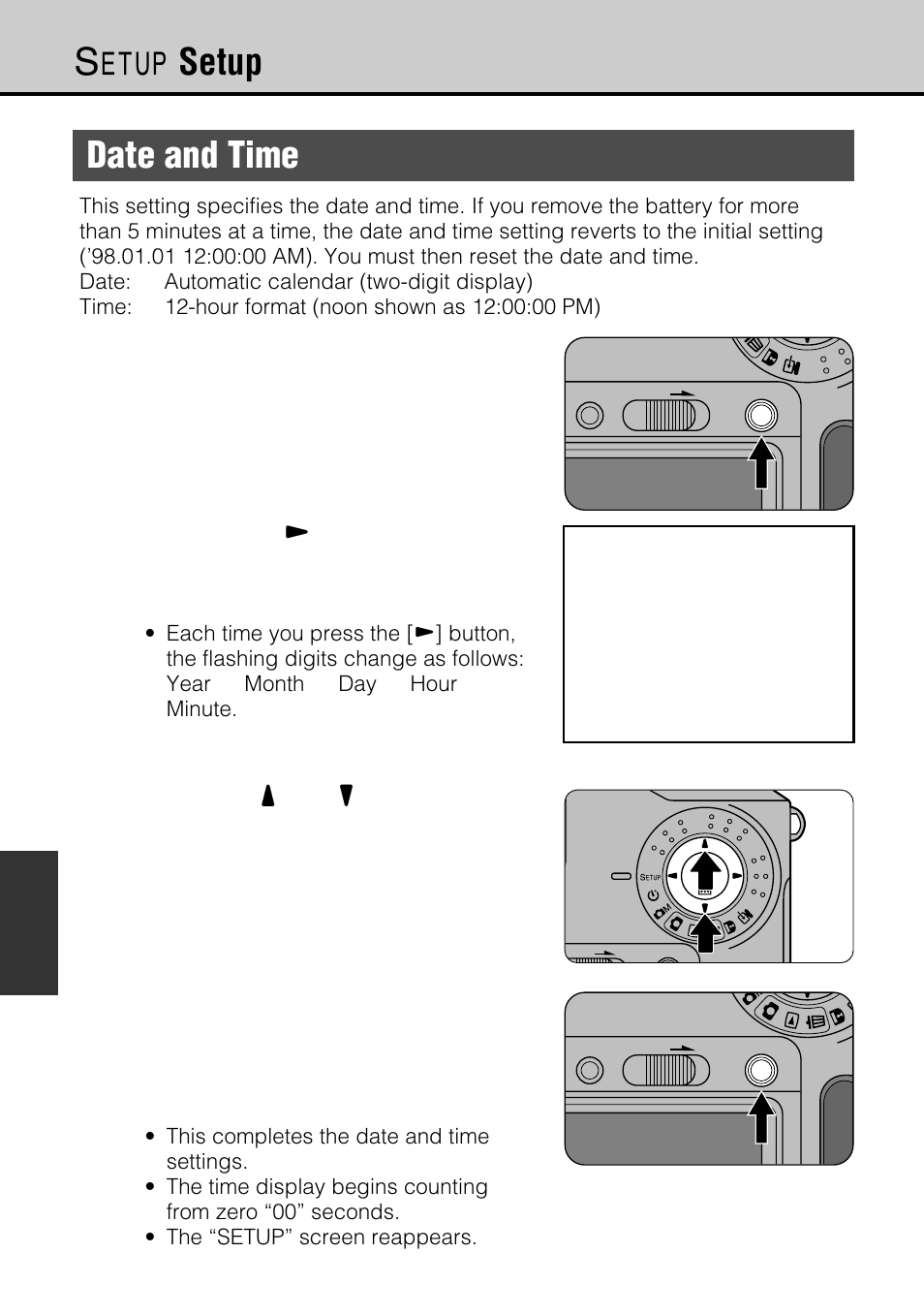 Dsetup, Date and time | JVC GC-S5 User Manual | Page 64 / 100