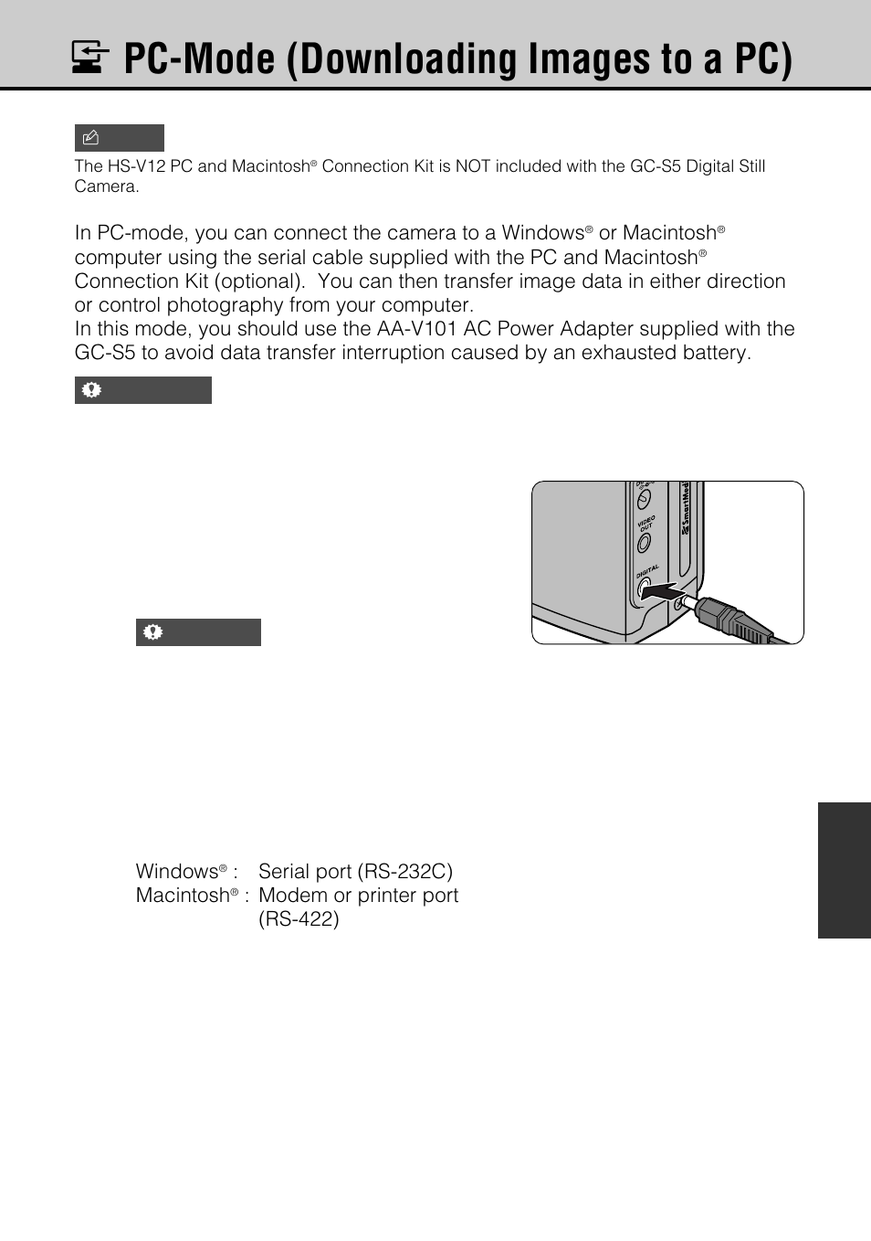 Lpc-mode (downloading images to a pc), Switch on the personal computer. 79 | JVC GC-S5 User Manual | Page 79 / 100