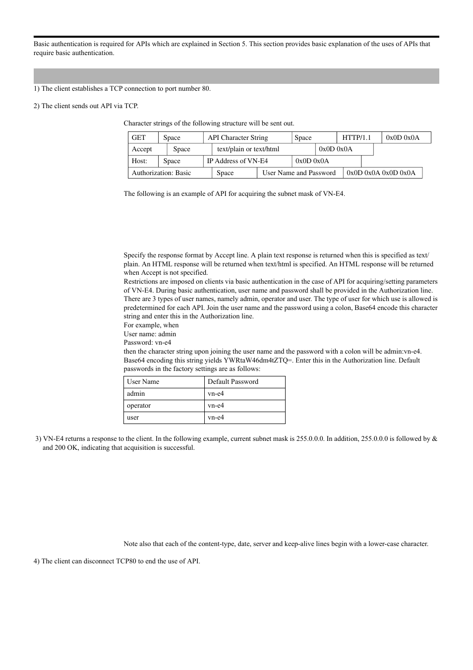 Using api that requires basic authentication, Procedure | JVC 4ch Network Encoder VN-E4 User Manual | Page 16 / 80