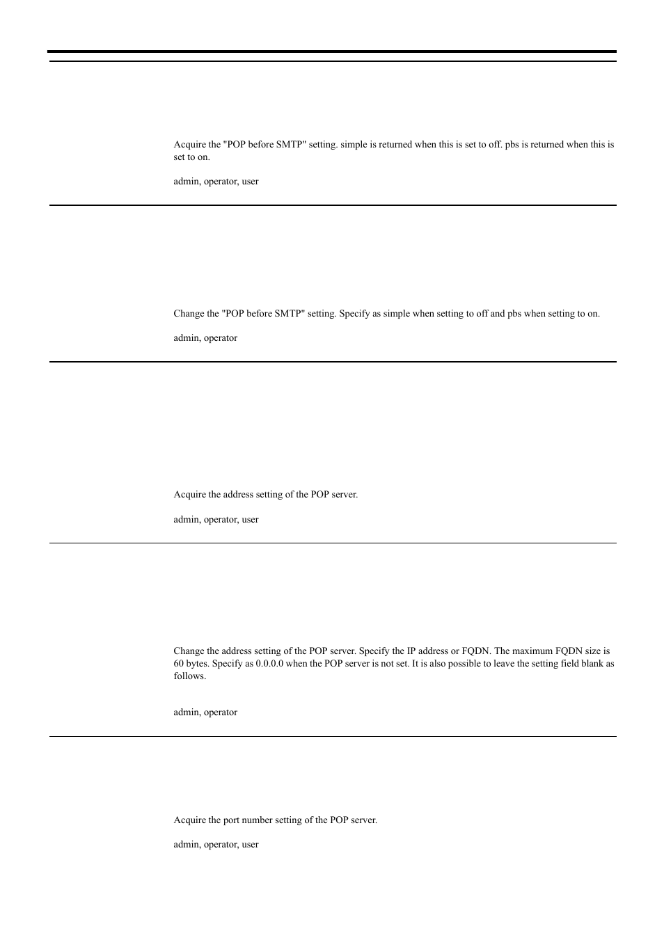 Acquiring "pop before smtp" setting from vn-e4, Setting "pop before smtp" for vn-e4, Acquiring pop server address setting from vn-e4 | Setting pop server address for vn-e4, Api for acquiring/changing parameters of vn-e4 | JVC 4ch Network Encoder VN-E4 User Manual | Page 32 / 80