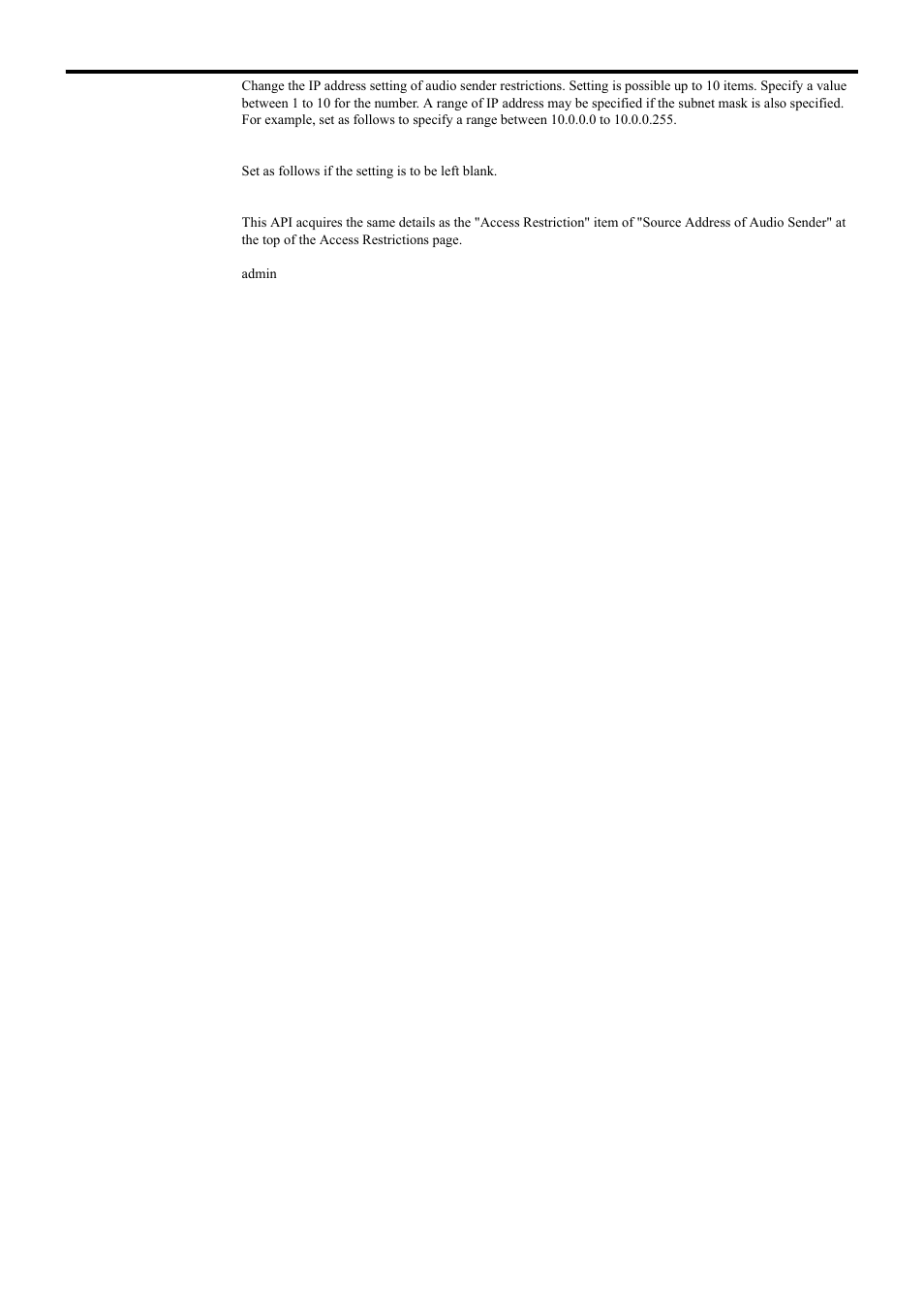Api for acquiring/changing parameters of vn-e4, Access restrictions | JVC 4ch Network Encoder VN-E4 User Manual | Page 55 / 80