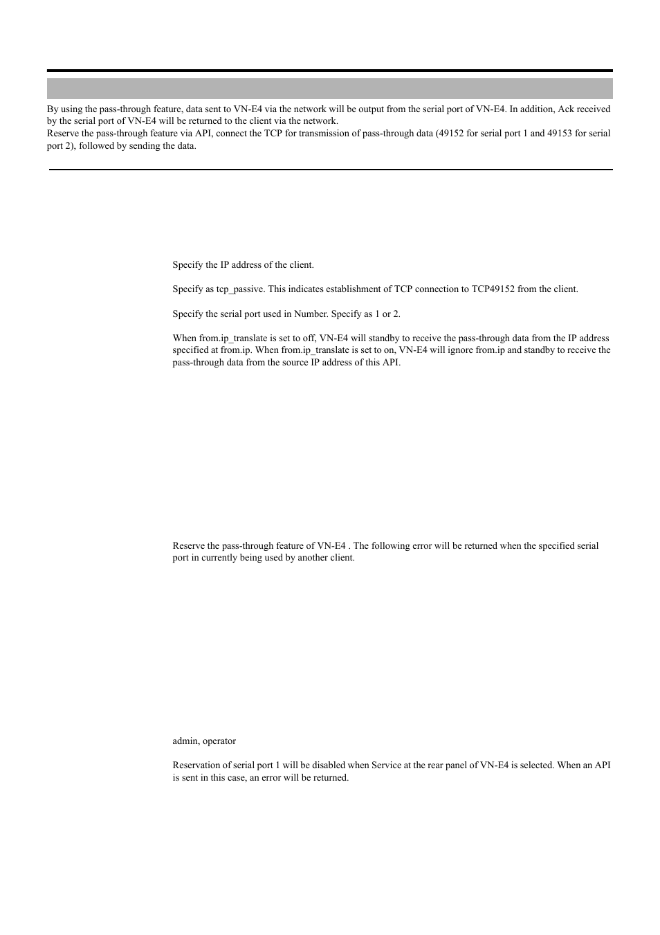 Control of external devices via pass-through, 1) reservation of pass-through feature via api | JVC 4ch Network Encoder VN-E4 User Manual | Page 73 / 80