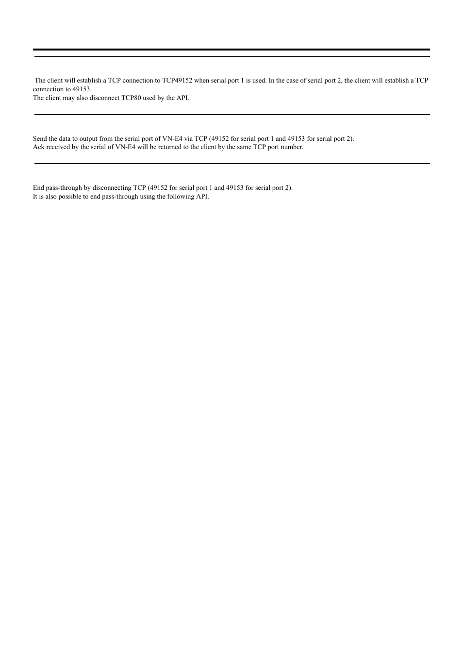 2) tcp connection for pass-through, 3) sending pass-through data, 4) ending pass-through | JVC 4ch Network Encoder VN-E4 User Manual | Page 74 / 80