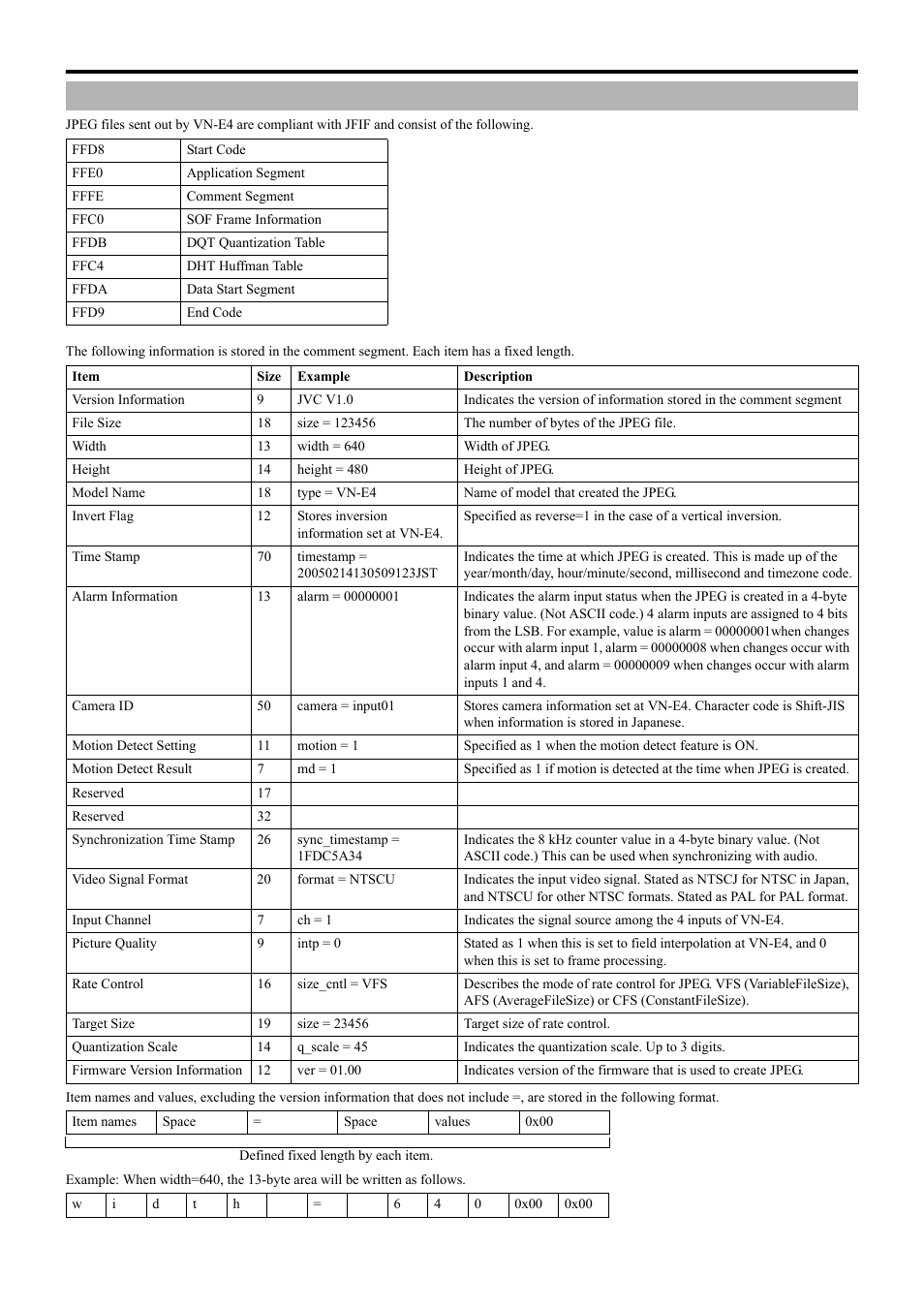 Jpeg file format sent out by vn-e4 | JVC 4ch Network Encoder VN-E4 User Manual | Page 9 / 80