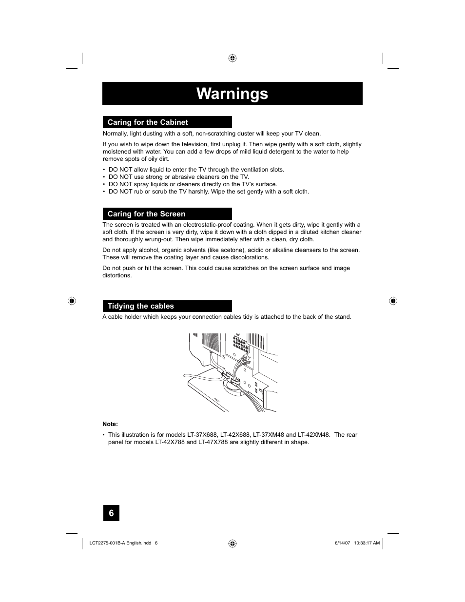 Warnings | JVC 0607TNH-II-IM User Manual | Page 6 / 80