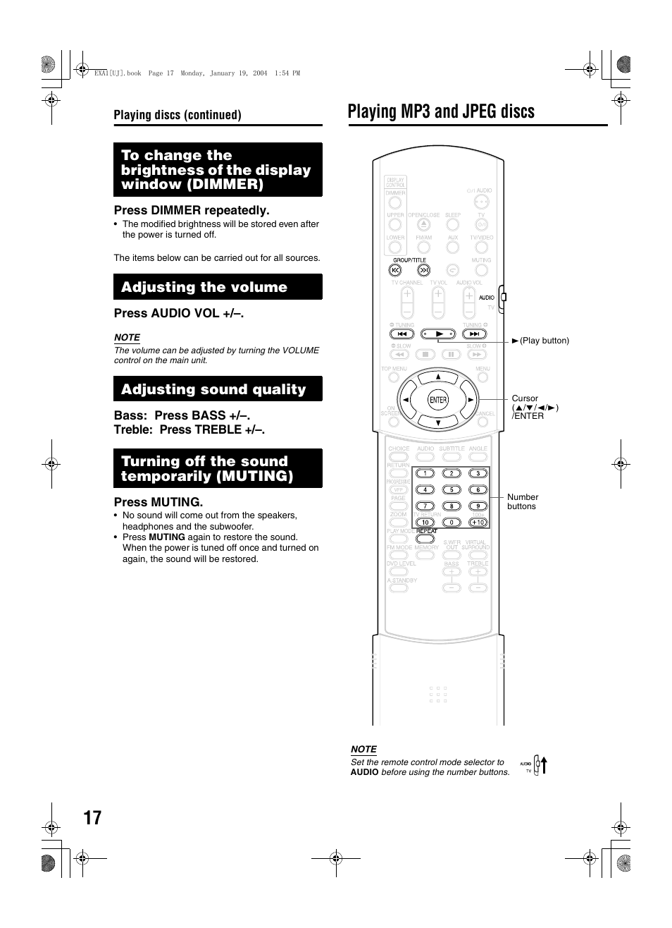 Playing mp3 and jpeg discs | JVC CA-EXA1 User Manual | Page 20 / 44