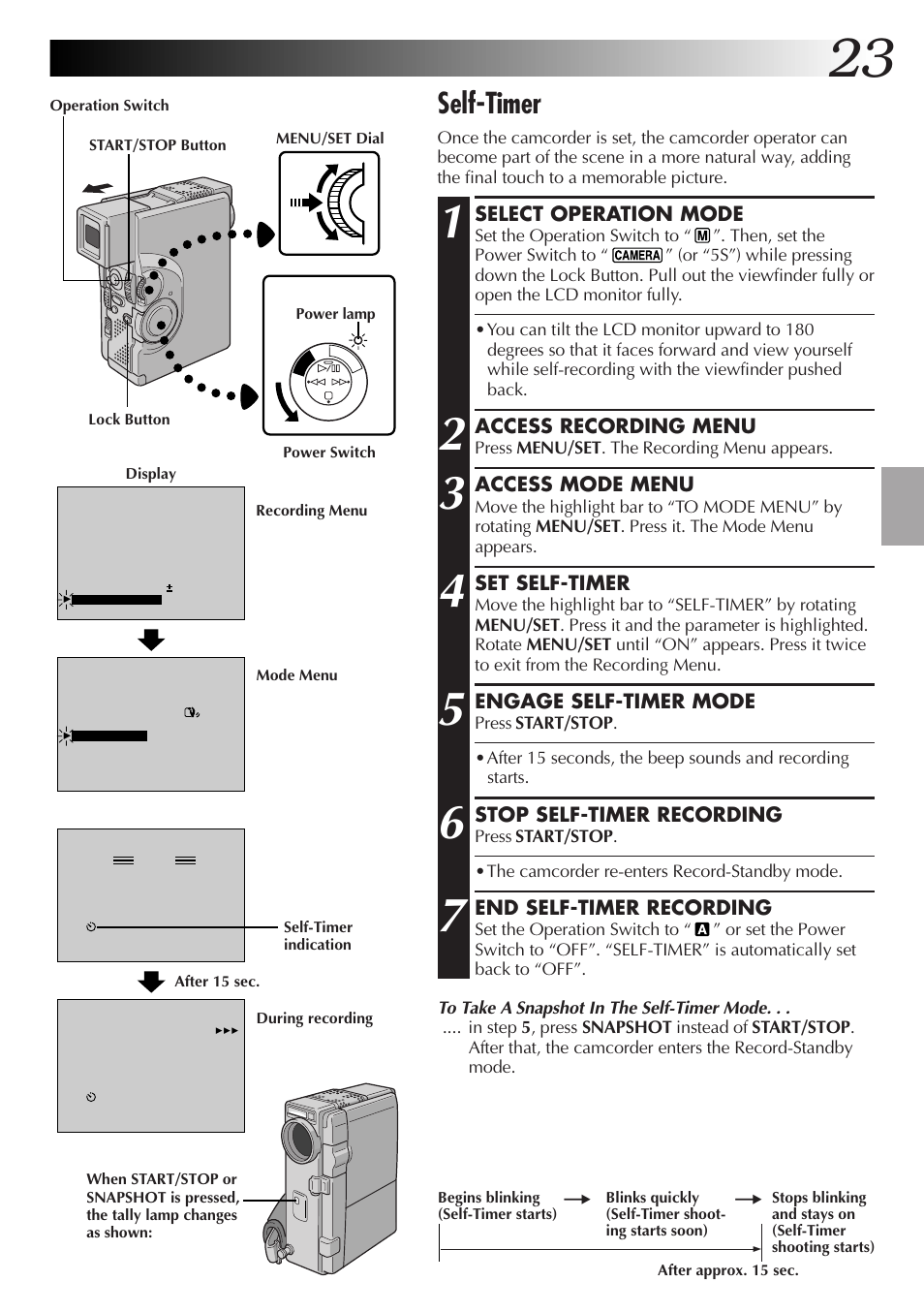 Self-timer | JVC GR-DVX4 User Manual | Page 23 / 80
