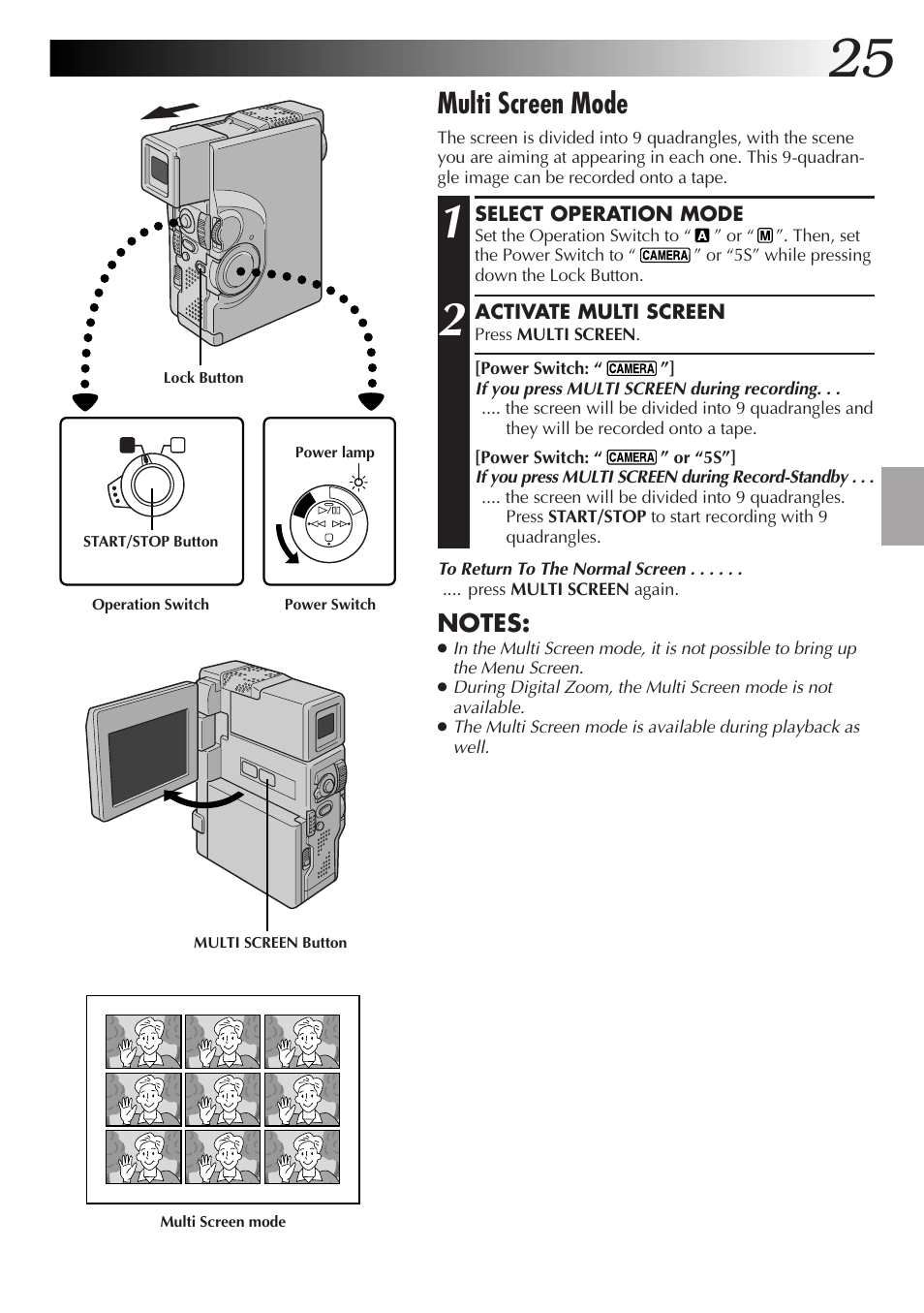 Multi screen mode | JVC GR-DVX4 User Manual | Page 25 / 80