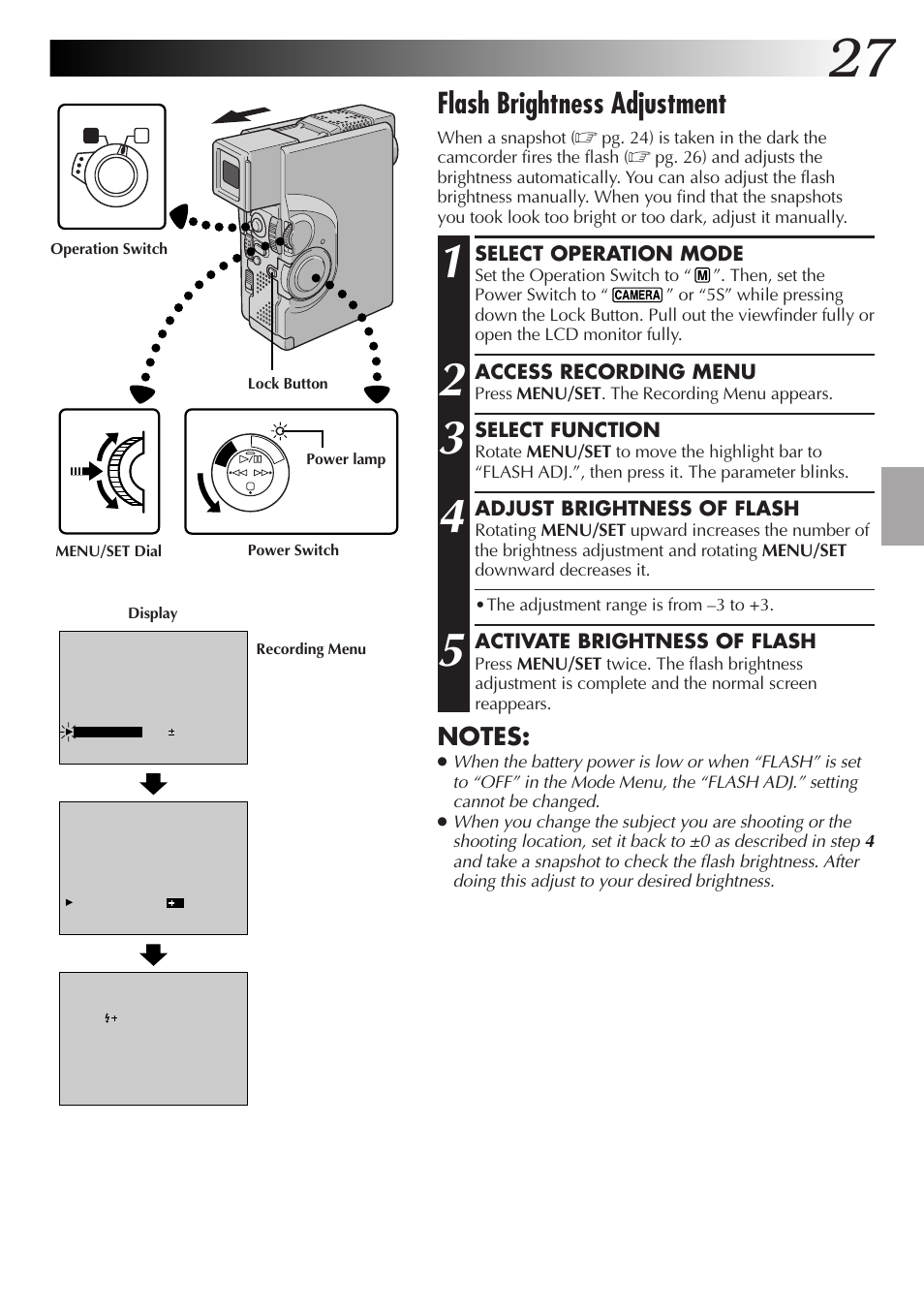 Flash brightness adjustment | JVC GR-DVX4 User Manual | Page 27 / 80