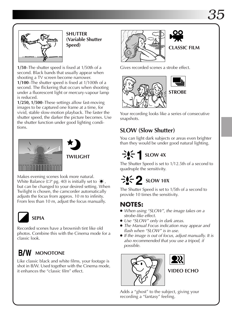 Slow (slow shutter) | JVC GR-DVX4 User Manual | Page 35 / 80