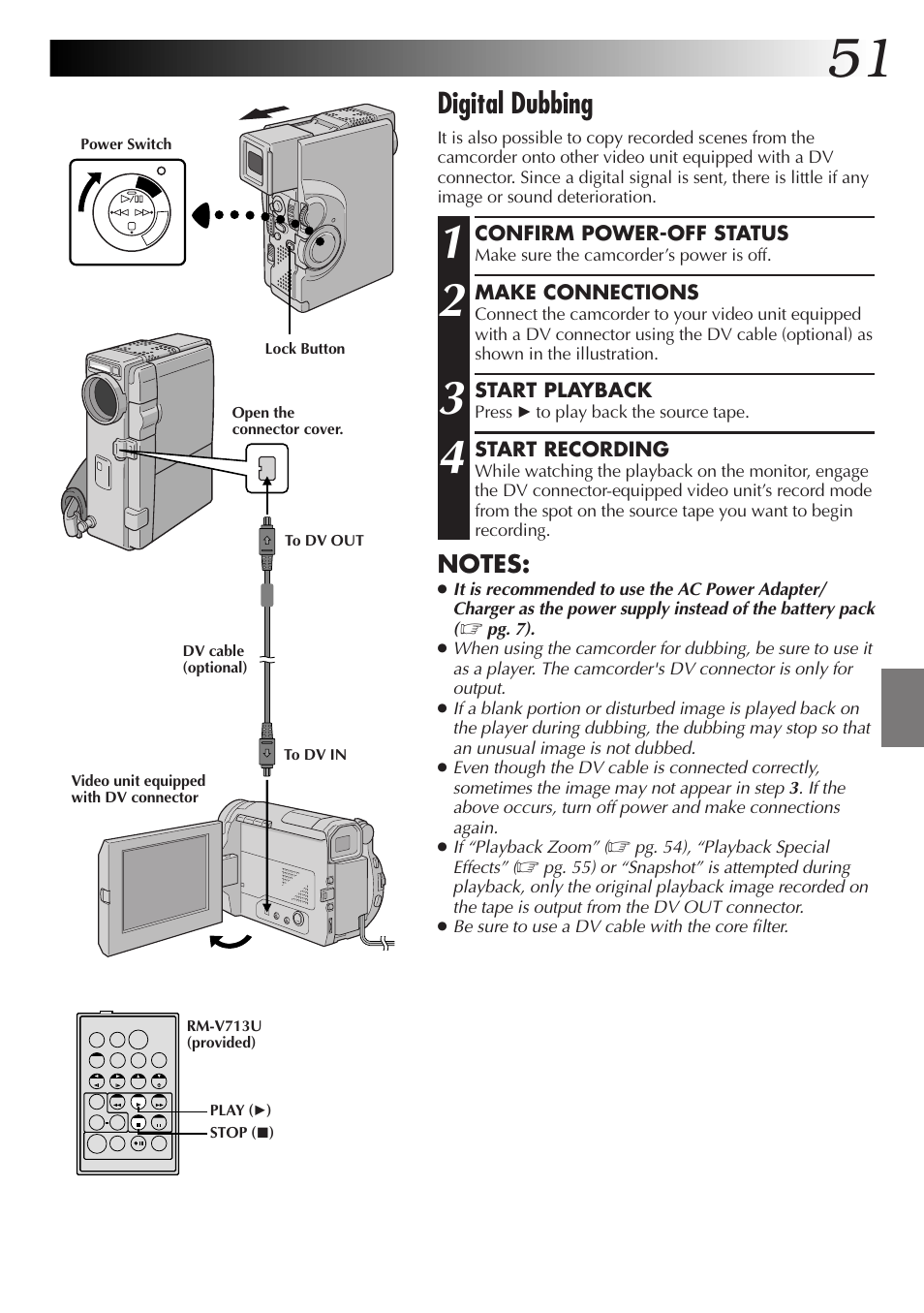 Digital dubbing | JVC GR-DVX4 User Manual | Page 51 / 80