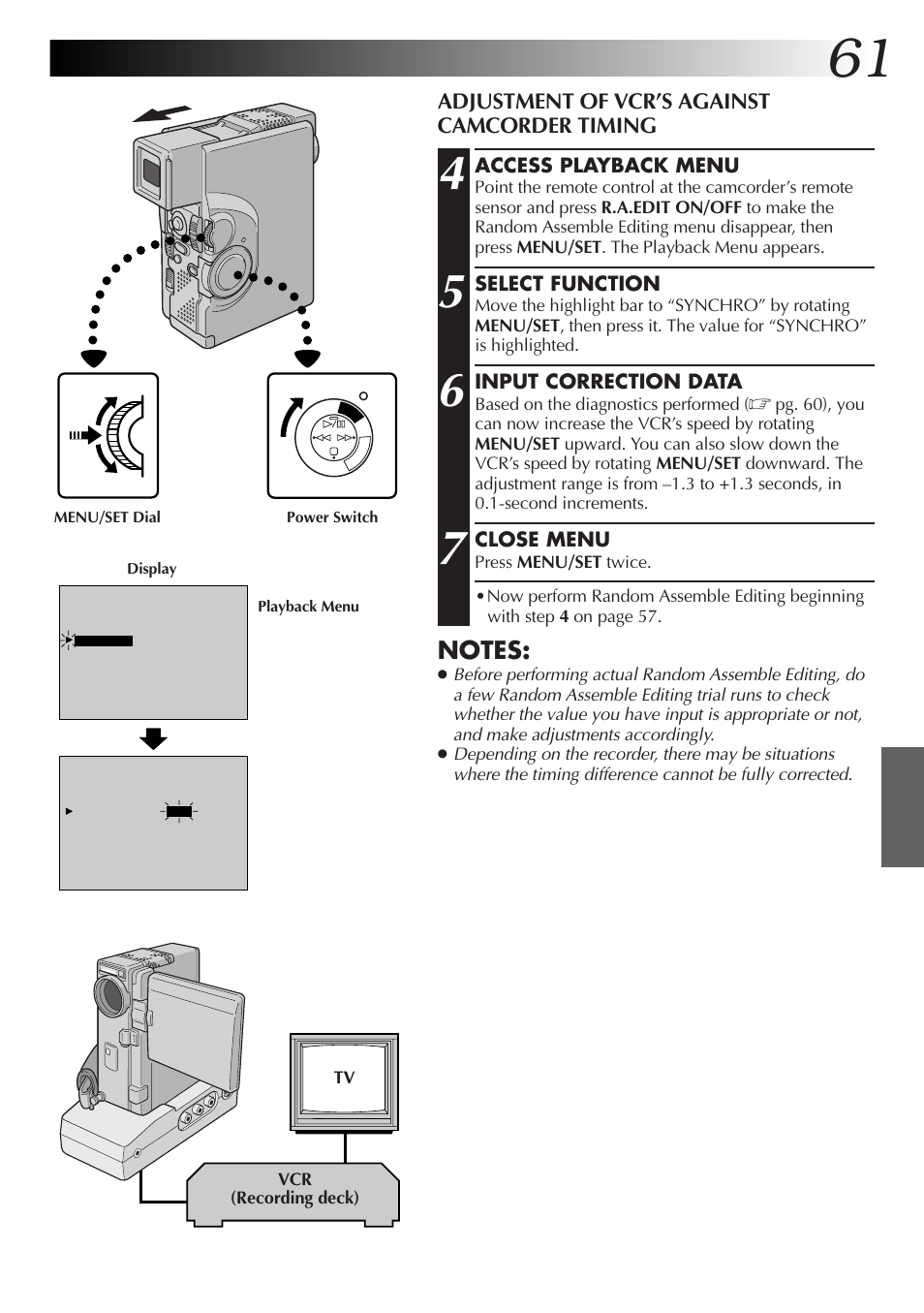 Adjustment of vcr’s against camcorder timing | JVC GR-DVX4 User Manual | Page 61 / 80
