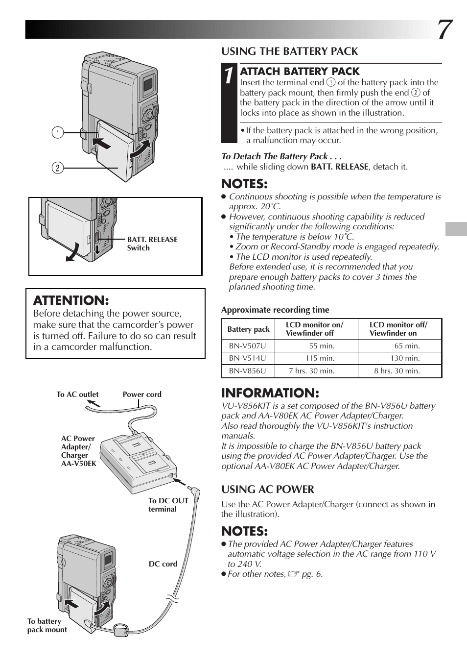 Attention, Information | JVC GR-DVX4 User Manual | Page 7 / 80